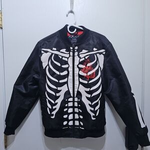 Rebels Black and White Skeleton Design Bomber Jacket